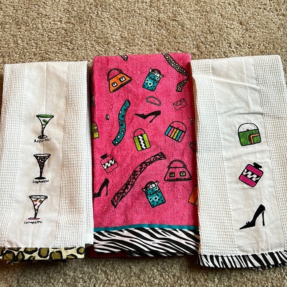 Lolita Shoe handbag Martini glass kitchen towels